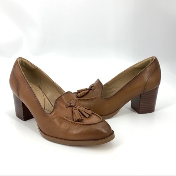 Isola Brown Leather Loafer Tassel Pumps CCEG16 sz 10M - Picture 1 of 7
